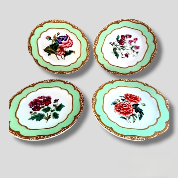 Andrea By Sadek French porcelain dessert set 4 Plates Winterthur Adaptation - Picture 1 of 6